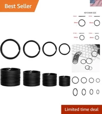 40 Pack Key Ring Keychain Mix 4 Sizes Black Metal Flat Split Key Chains Rings