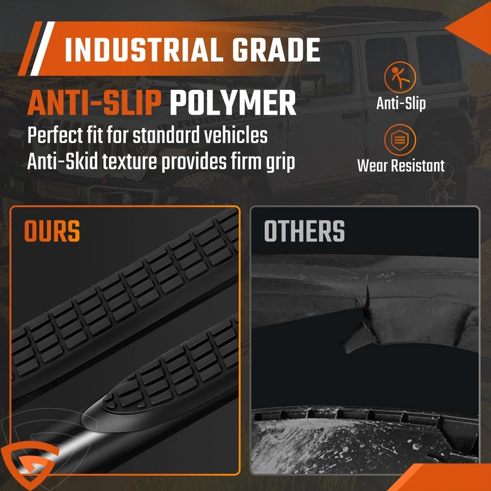 Nerf Bar Replacement Pads for 3" Round Tubes-Durable Non-Slip Step Pad Set 4pcs - Image 2 of 4