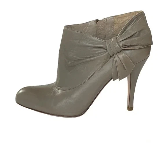 Botines al tobillo vintage Valentino gris topo con cremallera de cuero con lazo 39,5 9 Foto 2 de 4