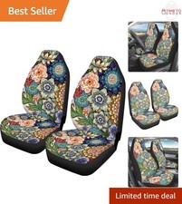 Boho Floral Car Seat Covers Polyester 2-pack Universal Fit For Cars Suvs Trucks