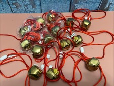 Christmas Jingle Bell Necklaces Gold Design Snap Closure Set Lot Of 14 Jewelry