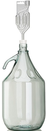SET 4tlg. 5L Gärballon Flasche + Stopfen + Gärröhrchen+VERSCHLUSS Wein machen
