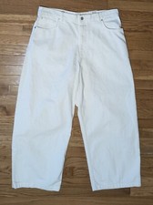 Zara Women's Relaxed Wide Leg Mid Waist White Denim Jeans Size 34x27 - NWT