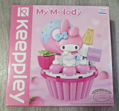 ✨完全未開封✨Meilojoy ハンドメイドトイ フィギュア　3個セット My Melody Strawberry Cupcake Building Blocks Toy Sanrio Cup cakes