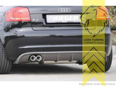 Rieger Heckansatz Heckspoiler Diffusor für Audi A3 8P 2 Rohr carbon Optik