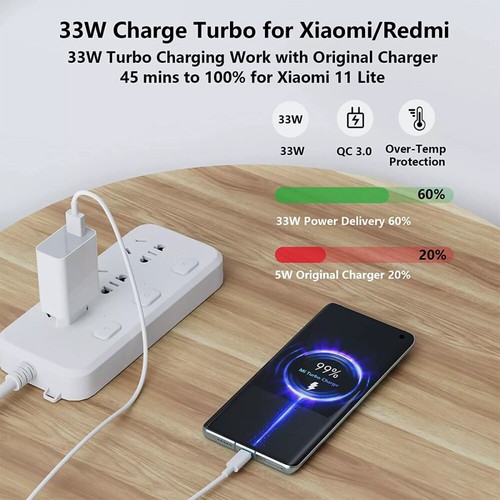 Für Xiaomi 33W Ladegerät Netzteil 6A 3.0 USB-C Kabel Redmi Note10Pro 10S DE - Zdjęcie 5 z 9