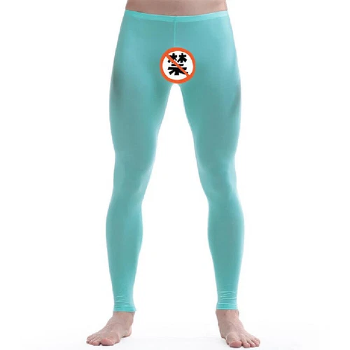 Men Sexy Ice Silk Leggings Sheer See-through Slim Tight Long Johns Trousers - Picture 11 of 33