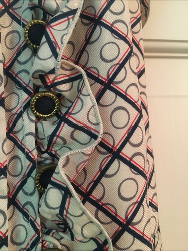 Abito Juicy in seta con volant taglia 2 color crema e rosso navy - Foto 11 di 12