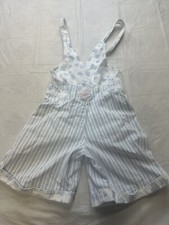 Vintage Levi's Floral Overalls Girls Youth Size 7 Shorts White Blue Striped