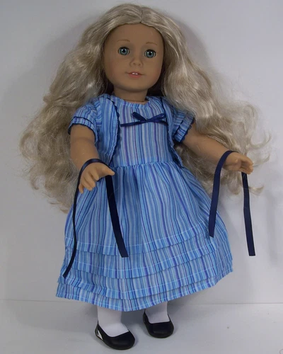 Sewing DEFECT  Blue Dress Doll Clothes For 18” American Girl Marie-Grace (Debs)