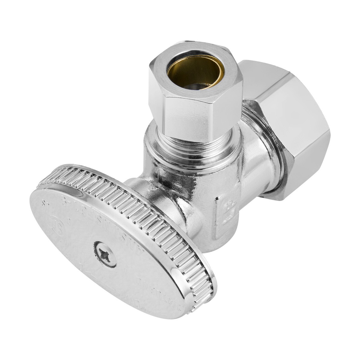 GUOFIS 4-Pack 1/4-Turn Angle Stop Valve – 1/2" Nominal (5/8" OD) Compression Inlet X 3/8" OD Compression Outlet – Brass Shut-Off For Toilet, Sink, And Kitchen Plumbing