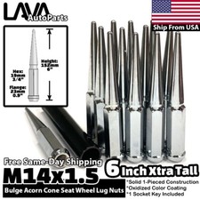 32x 6 Chrome 14x1.5 Spike Lug Nut Key Fit Ford 1999-2023 F250 F350 Super Duty