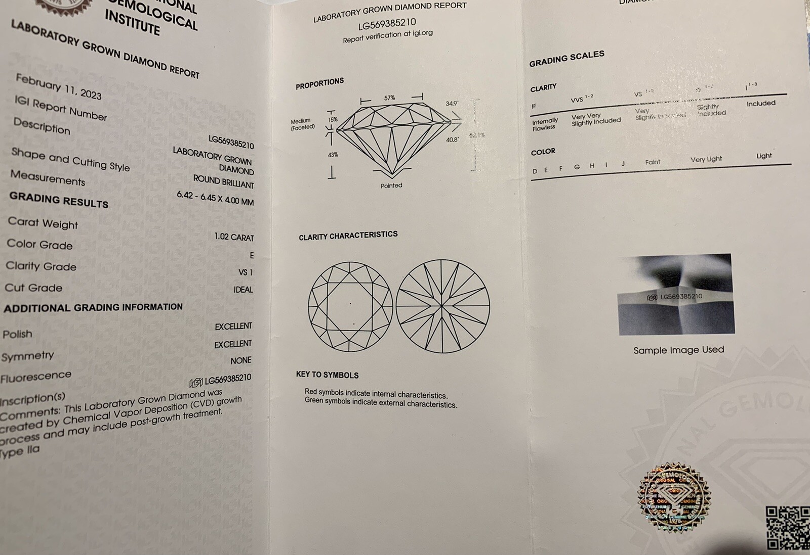 Solid Platinum Diamond Ring Solitaire E VS1  CVD … - image 10