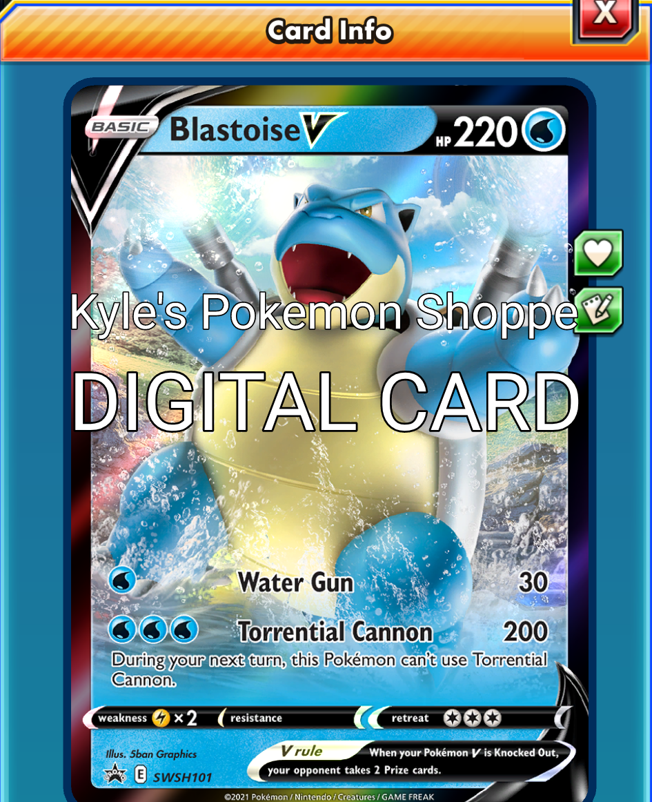 Blastoise V Pokemon TCG Online PTCGO PROMO DIGITAL CARD SWSH101 SENT IN GAME  | eBay