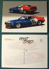 POSTCARD AMC JAVELIN MARK DONOHUE TRANS AM ILLUSTRATION - SCCA ROAD RACING