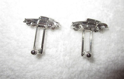 Silver Sports Sportscar Car Cufflinks Novelty Solid High Quality New Old Stock - Bild 4 von 12