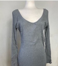 New 265 Enza Costa Knit Maxi Dress Boatneck Grey S/M