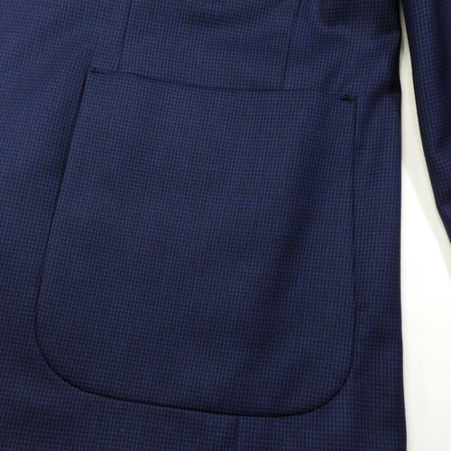 Bespoke Holland Sherry Savile Row Blue Pup Tooth Patch Pocket Sport Coat 42 S - Picture 8 of 13
