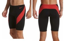 NWT Nike Swim Hydrastrong Vex Colorblock Jammer Swim Shorts Black Red Size 38