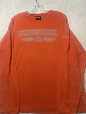 Vintage Harley Davidson Thermal Shirt Motorcycles Eagle Wings Made in USA XL.