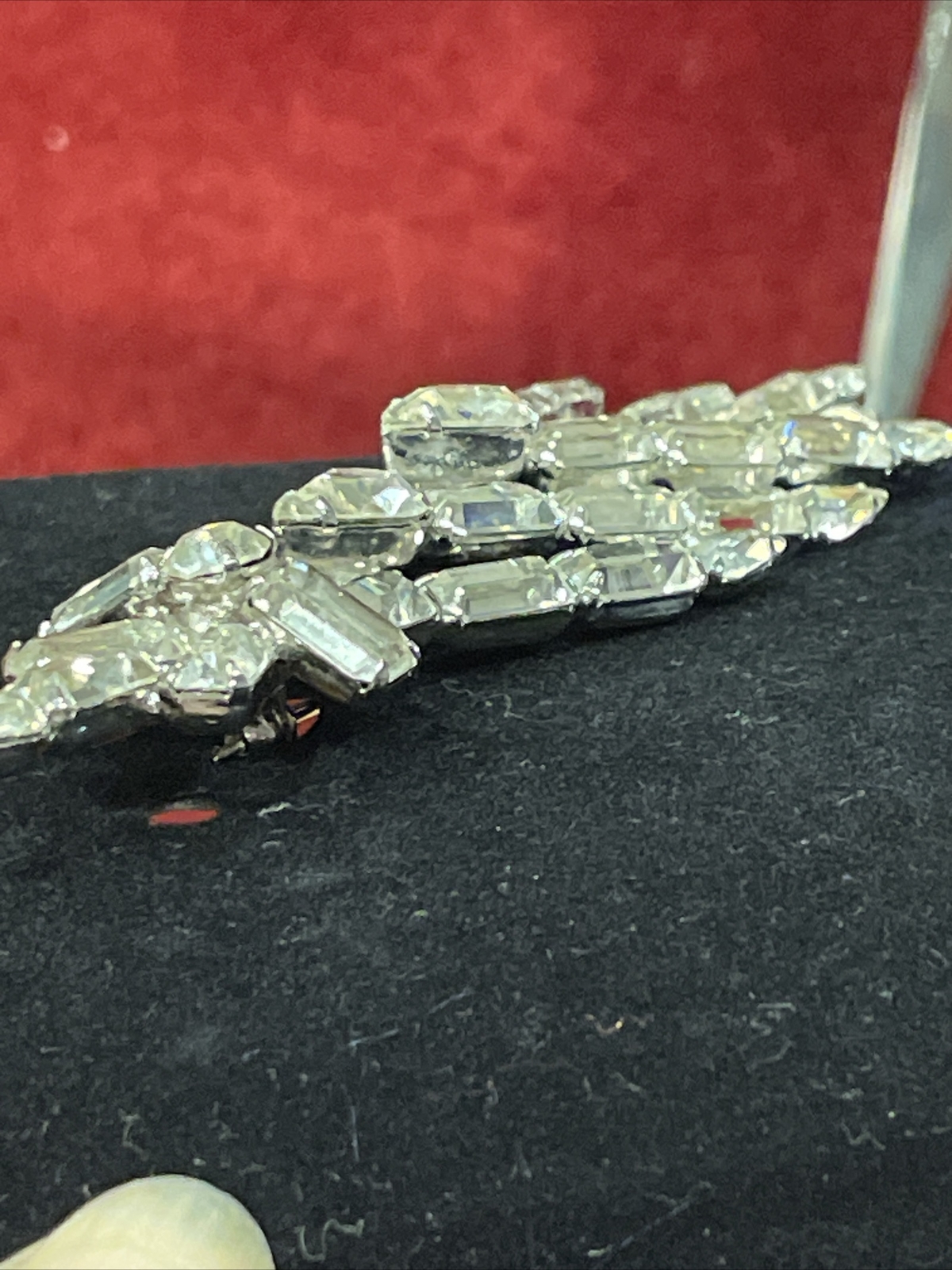 VTG Statement Minty Layered Clear Rhinestone Larg… - image 11