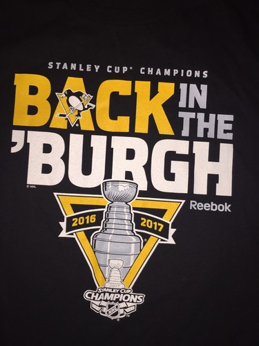 T-SHIRT Reebok BACK IN BURG Pittsburgh Penguins 2016 2017 Stanley Cup Taglia M NHL - Foto 4 di 11