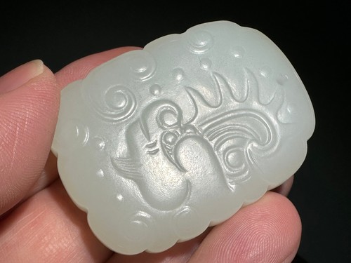 Good Qing Dy Old Nephrite Jade Carved Dragon Design "Pai Zi" Pendant L 4.9 CM - Picture 14 of 20