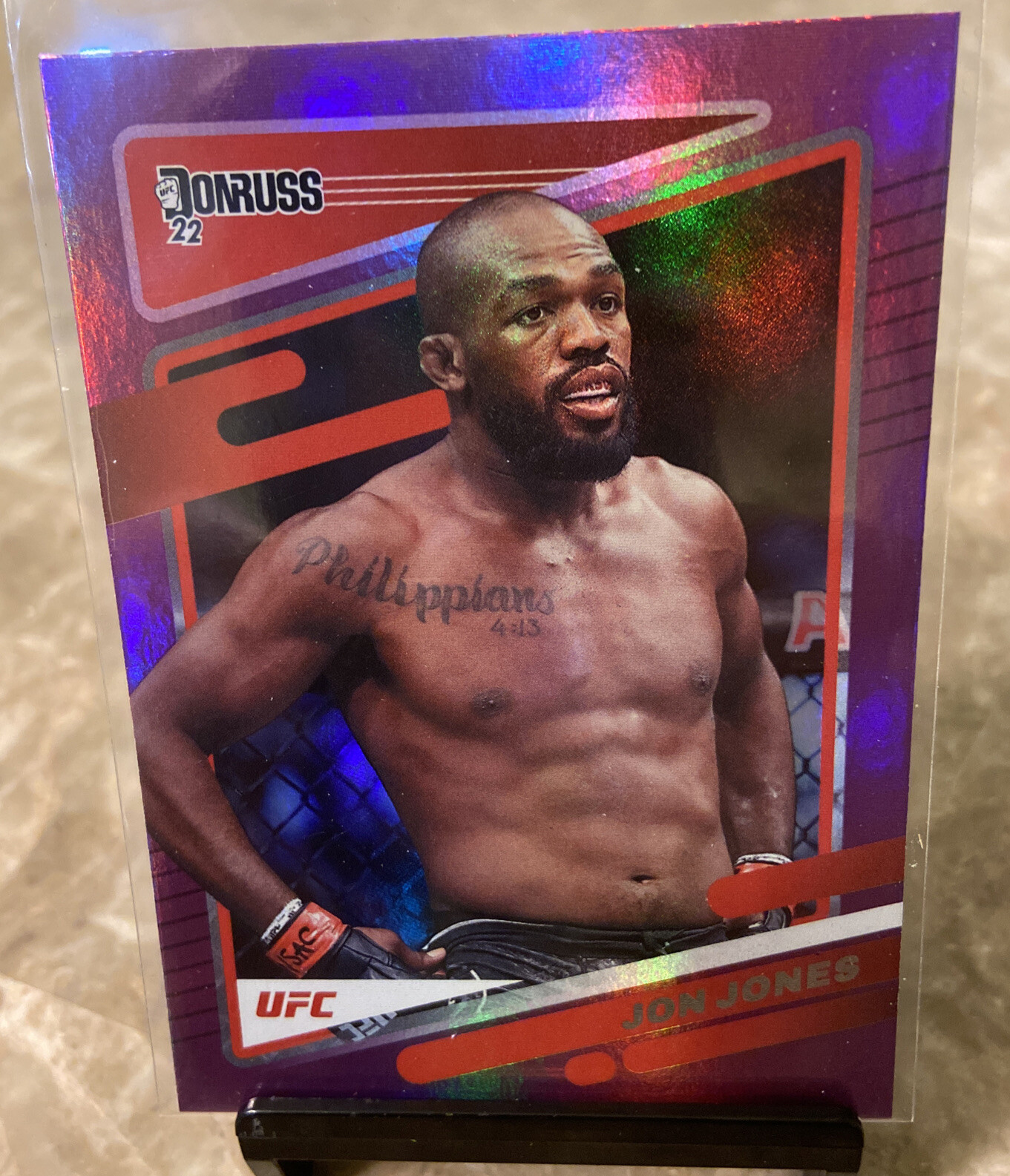 2022 Donruss UFC Base #12 Jon Jones - Light Heavyweight - Purple Flood