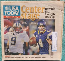 Drew Brees And Brett Favre Center Stage 2010 USA Today Sports Weekly Full Issue
