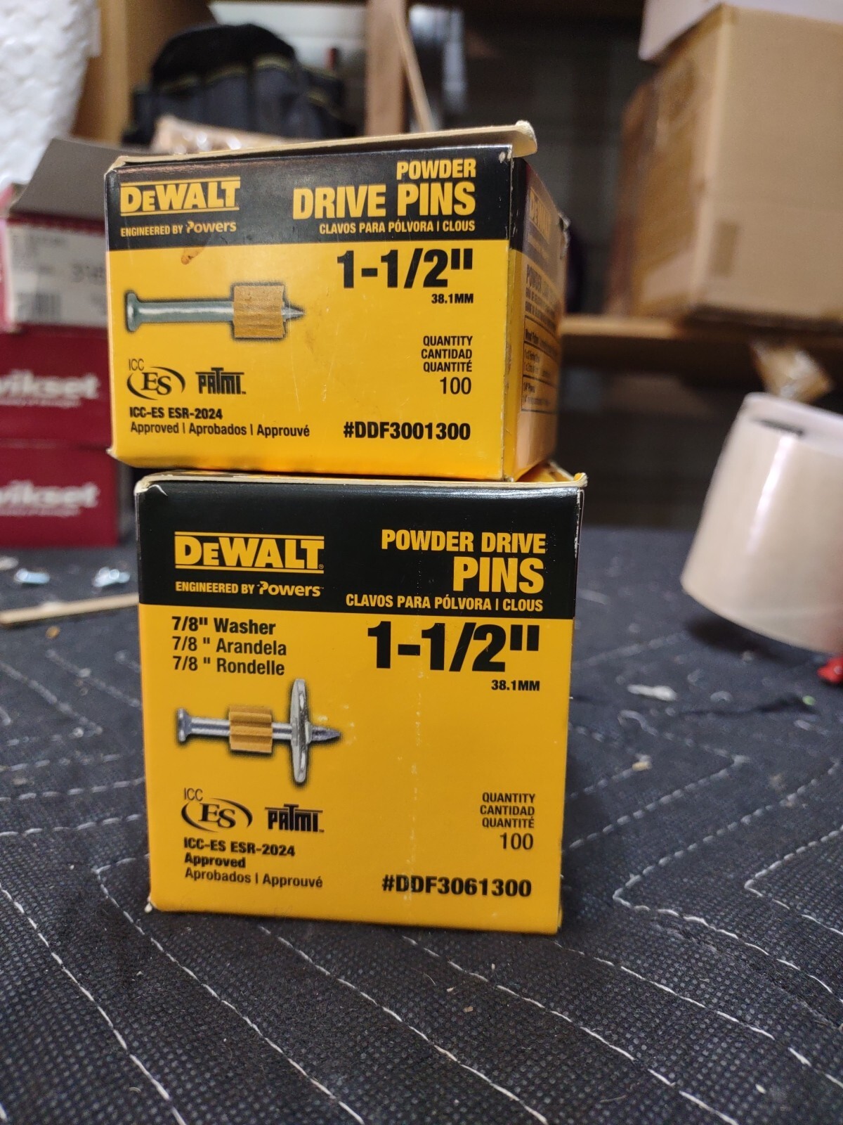 Dewalt Powder Drive Pins 11/2" DDF3061300 QTY 100 7/8" Washer & W/O