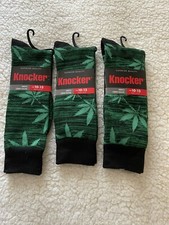3 Pairs Knocker Leaf Weed Men green Fashionable CREW SOCKS  Size 10-13  NWT