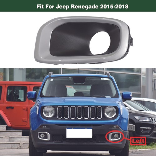Left Front Bumper Fog Light Lamp Cover Silver Trim For Jeep Renegade 2015-2018
