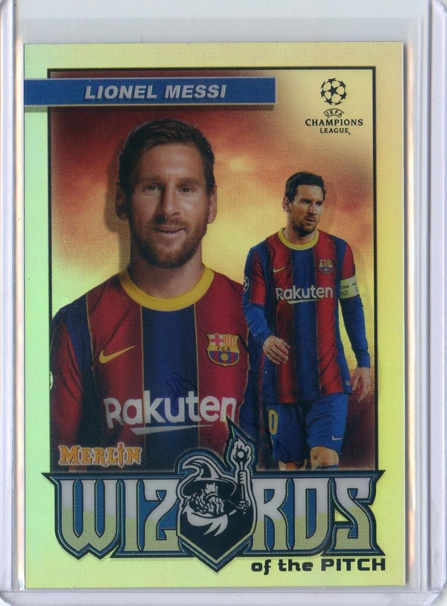 2020-21 Topps Merlin UEFA Chrome UCL LIONEL MESSI #W-LM WIZARDS OF THE PITCH