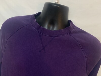 H&M Sweatshirt Medium Men's Relaxed Fit Pullover Purple Cotton Blend