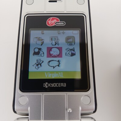 Kyocera Marbl Virgin Mobile Silver Keypad Touch Flip Cellphone