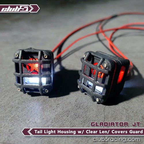Tail Light Housing w/ Lens and Armor Guards for SCX10 III Jeep JT Gladiator - Picture 8 of 12