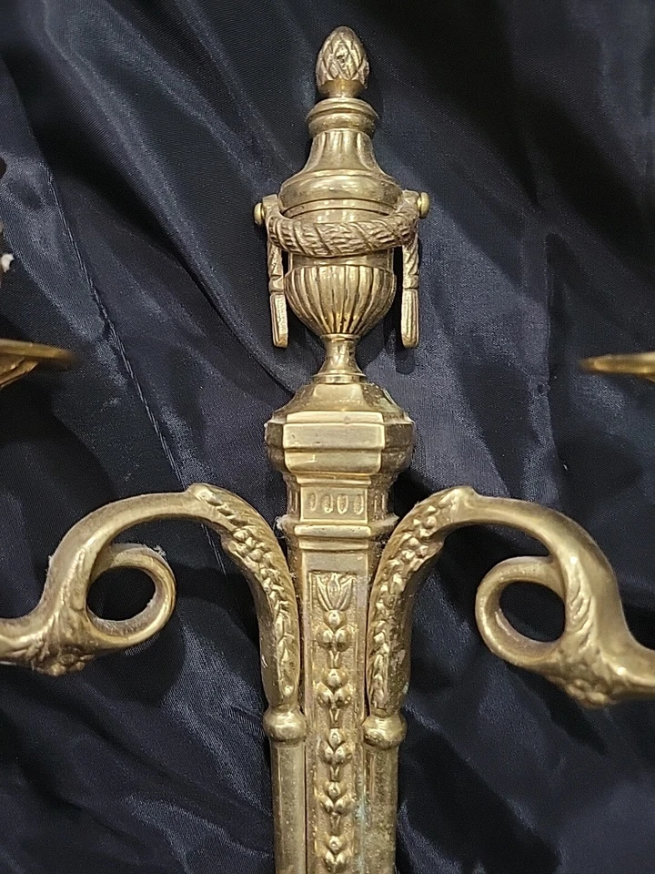 Arandela vintage estilo francês regência bronze vela pesada 13 3/4" - Imagem 2 de 4