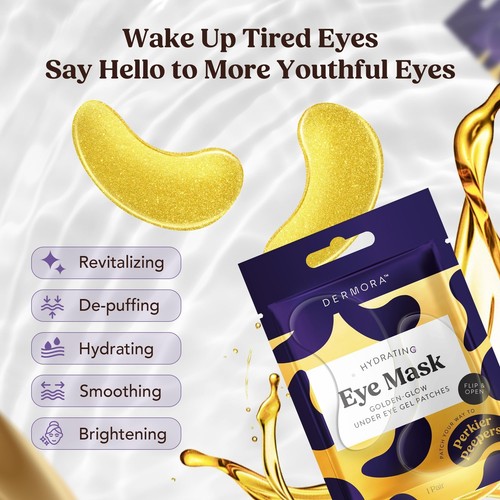 DERMORA Golden Glow Under Eye Patches (50 Pairs Eye Gels) - Rejuvenating Trea... - Picture 4 of 9