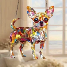 1 Piece Chihuahua Light Catcher Dog Decoration Pet Lover Gift Animal Patterns