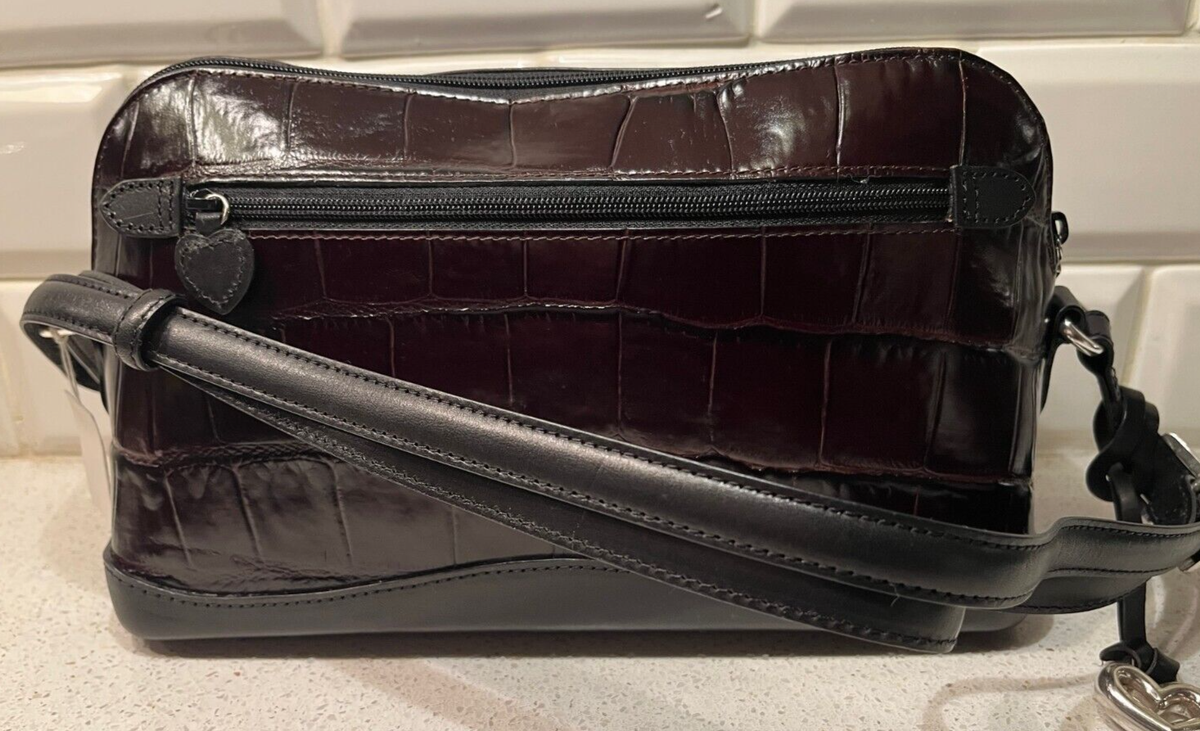 アリゲーター NEW! BRIGHTON ALEGRA CHOCOLATE BROWN EMBOSSED ALLIGATOR LEATHER