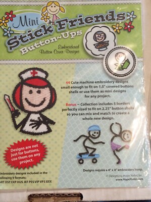 HOPE YODER- MINI STICK FRIENDS BUTTTON-UPS MACHINE EMBROIDERY CD