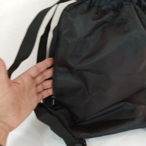 Black Sports Drawstring Backpack Swim Gym Bag Shoes Compartment Waterproof - Picture 5 of 11