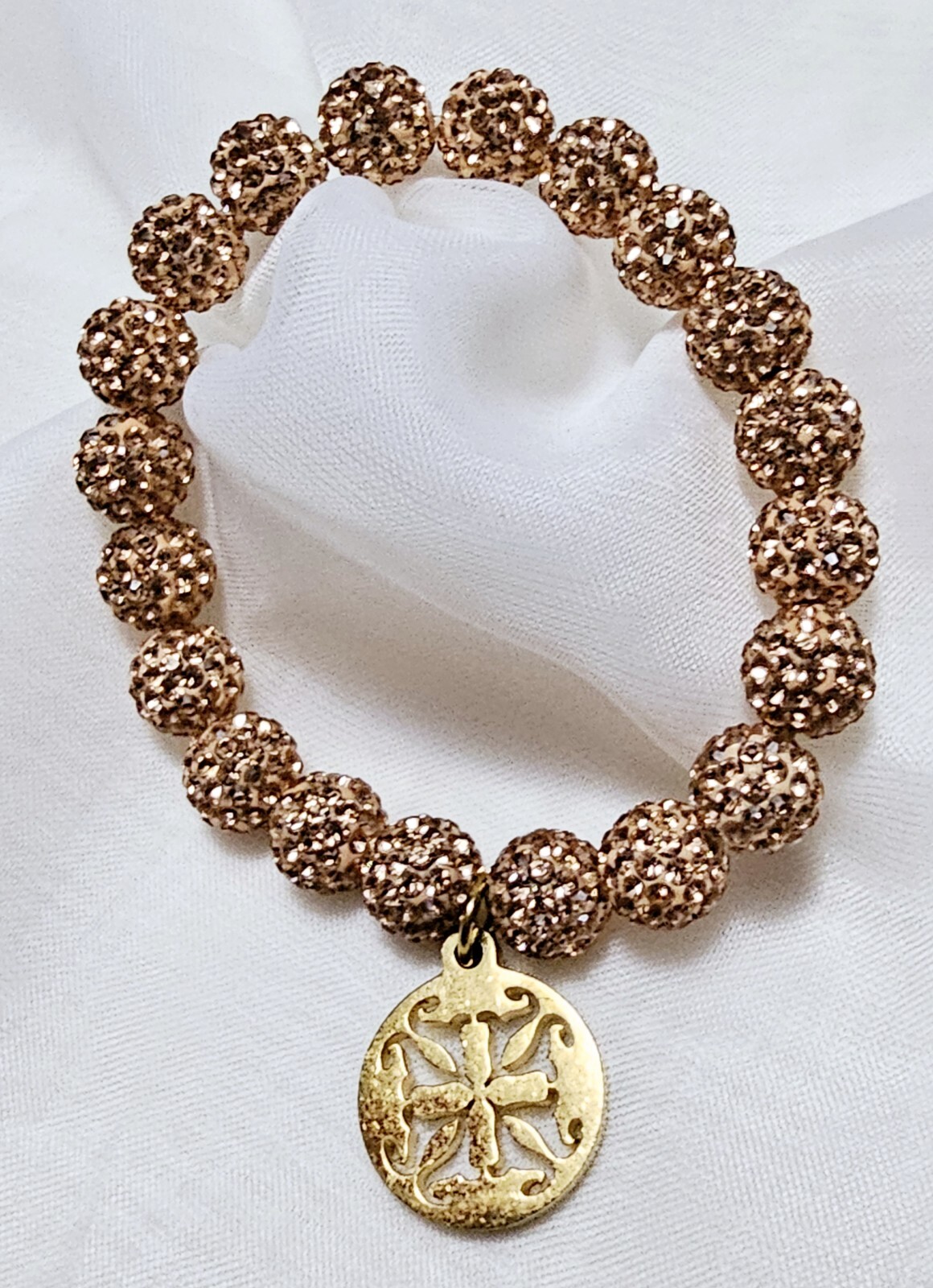 Rustic Cuff Goldtone Stone Beaded Dangle Charm St… - image 7