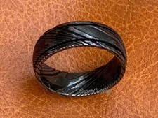 DAMASCUS STEEL DUAL LINE MEN WEDDING BAND MEN ENGAGEMENT BAND 8MM-RUST RESISTANT