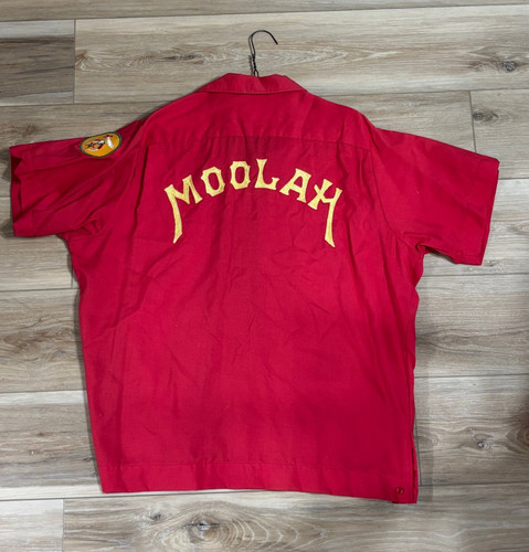 Vintage Holiday King Louie MOOLAH SHRINERS Bowling League Shirt men's LARGE