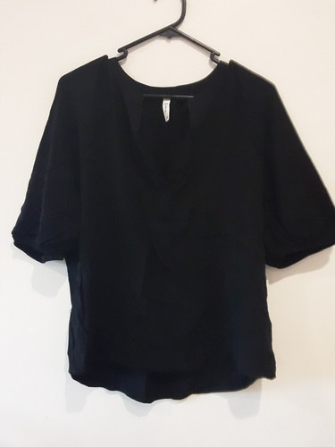 Work With Basic & Me Top Womens Size 14 Black Basic Short Sleeve Viscose Casual Top ...