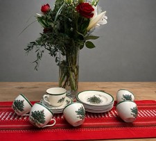 Vtg. Spode Christmas Tree 18 pcs 6 Tea Cups/6 Saucers/6 Dessert Made in England