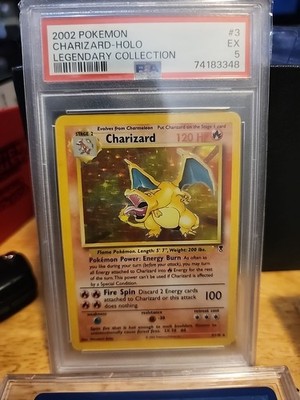 charizard pokemon card 3 110 2002 Legendary Collection 3/110 Non-Holo CGC 5.5 but overall look nearly unplayed with no major defects Charizard Legendary Collection Holo 3/110