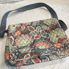 Vera Bradley Floral Quilted Crossbody Bag Blue/Green/Red Zip Outer Pockets