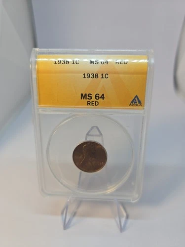 Rare 1938-S/S Lincoln Wheat Cent ANACS FS-501 RPM-1 MS64 Red Great Investment